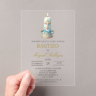 Invitations En Acrylique Bougie chrétienne acrylique baptême espagnol