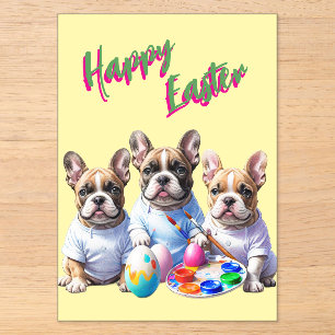 Invitations En Acrylique Bouledogue français Joyeuses Pâques Bouledogue fra