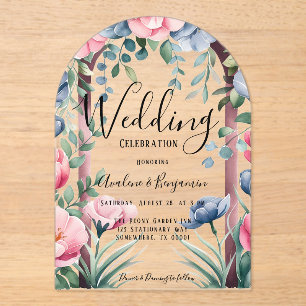 Invitations En Acrylique Bouquet Chic Peony En Mariage Aquarelle