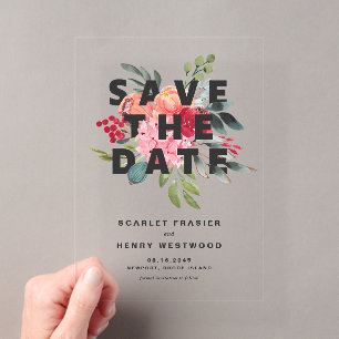 Invitations En Acrylique Bouquet floral d'aquarelle moderne Enregistrer la 
