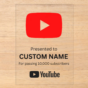 Invitations En Acrylique Bouton de lecture youtube personnalisé transparent