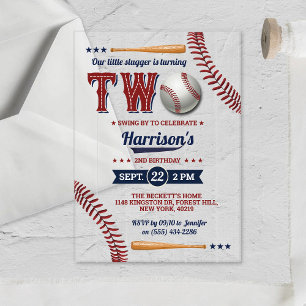 Invitations En Acrylique Boys Baseball 2e anniversaire