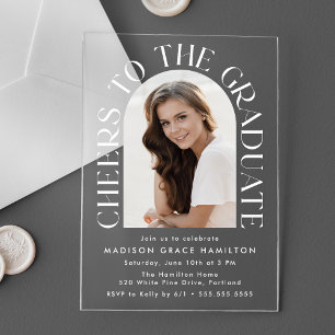 Invitations En Acrylique Bravo à la Graduate Arch Photo Graduation Party