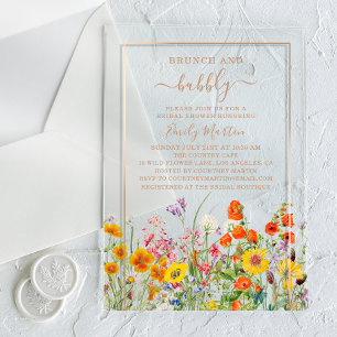 Invitations En Acrylique Brunch & Bubbly Boho Wild Flowers Fête des mariées