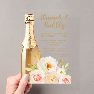 Invitations En Acrylique Brunch & Bubbly Garden Floral Baby Shower de Marié