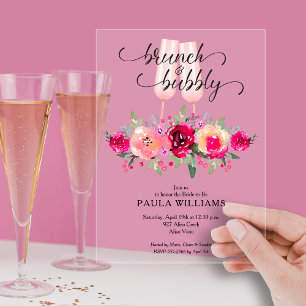 Invitations En Acrylique Brunch et bulles Fleurs de douche de mariée