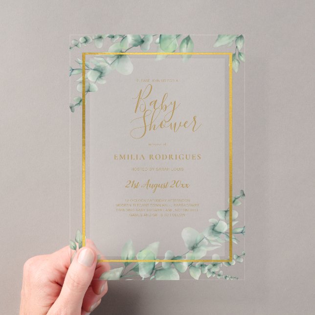 Invitations En Acrylique BUDGET Acrylique Baby shower transparent ou givré  (In situ (ordinateur de poche))
