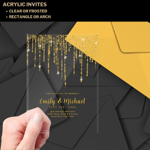 Invitations En Acrylique BUDGET Acrylique Clair Lumières Or Luxe Élégant Ac