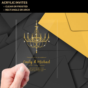 Invitations En Acrylique BUDGET Acrylique Clear Gold Lights élégant Luxe Ac