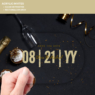 Invitations En Acrylique BUDGET Acrylique date d'enregistrement minimaliste