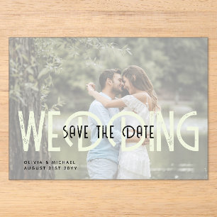 Invitations En Acrylique BUDGET Acrylique Mariage Économisez la Date Photo