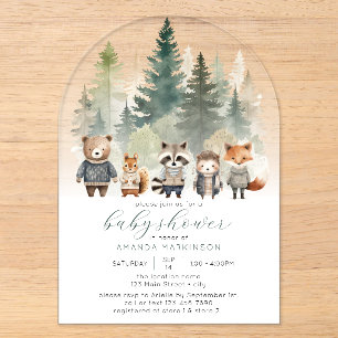 Invitations En Acrylique Budget Baby shower d'aquarelle des bois