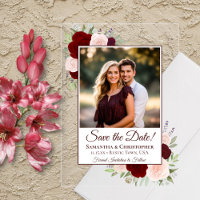 Burgundy Blush Roses mariage Enregistrer la date P