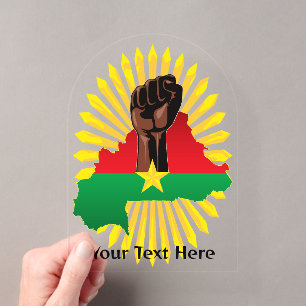 Invitations En Acrylique Burkina Faso Carte, drapeau et première révolution