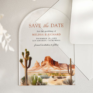 Invitations En Acrylique Cactus de montagne du désert Mariage Enregistrer l