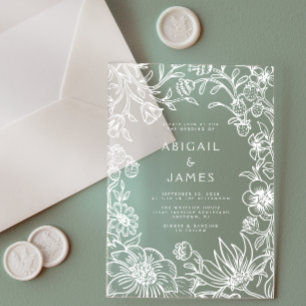 Invitations En Acrylique Cadre Botanique Vintage Mariage