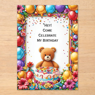 Invitations En Acrylique Cadre coloré de célébration d'anniversaire
