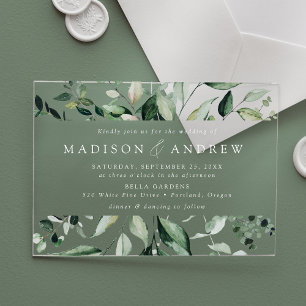 Invitations En Acrylique Cadre de verdure abondante Mariage
