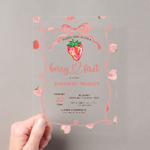 Invitations En Acrylique Cadre Pailleté Fête Bébé Rose à Carreaux