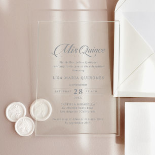 Invitations En Acrylique Calligraphie Classique Chic Mis Quince Quinceañera