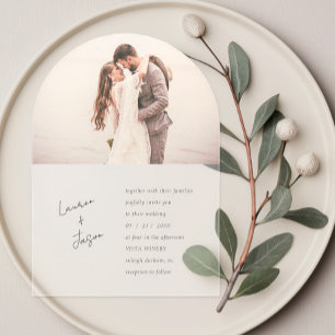 Invitations En Acrylique Calligraphie de script minimaliste Photo Boho Mari