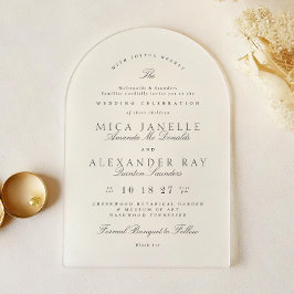 Invitations En Acrylique Calligraphie élégante gris foncé Mariage officiel