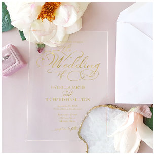 Invitations En Acrylique Calligraphie Élégante Simple pour Mariage