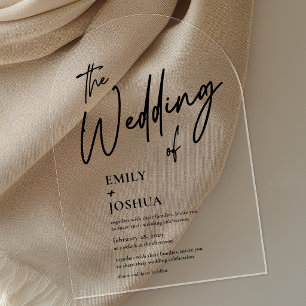 Invitations En Acrylique Calligraphie Simple Moderne Transparente Arche de 