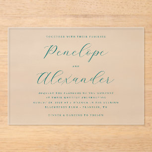 Invitations En Acrylique Calligraphie Télée Élégante