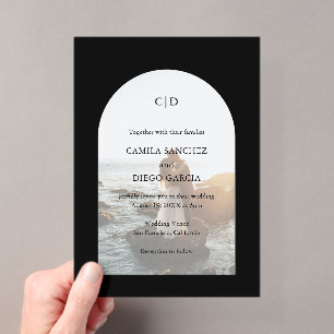 Invitations En Acrylique Camila Black Arch Mariage moderne