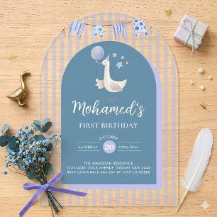 Invitations En Acrylique Canard Bleu Idiot en Acrylique 1er Anniversaire Pe
