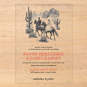 Invitations En Acrylique Canyon à cheval Couple Mariage