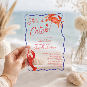 Invitations En Acrylique Capricieuse Elle est un Poisson Rouge Mariage sur
