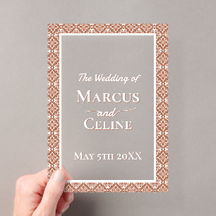 Invitations En Acrylique Carrelage en Terracotta Luxe Rustique Orange Brûlé