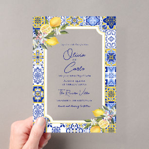 Invitations En Acrylique Carrelage méditerranéen italien et Mariage citron