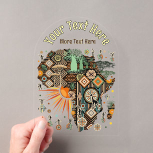 Invitations En Acrylique Carte d'Afrique Éléments Tribaux Décoratifs Motif
