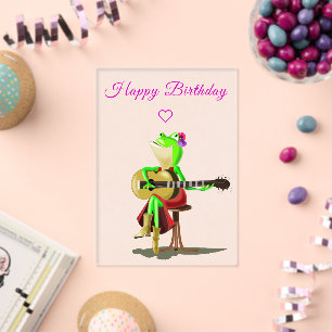 Invitations En Acrylique Carte d'anniversaire drôle de grenouille jouant de