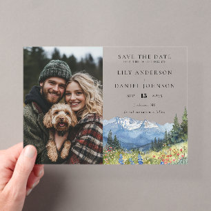 Invitations En Acrylique Carte de mariage à photo de fleurs sauvages de mon
