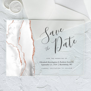 Invitations En Acrylique Carte de mise en vente or rose gris et agate