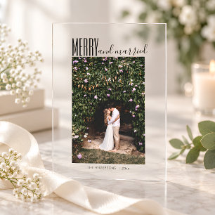 Invitations En Acrylique Carte de Noël transparente avec photo de mariage j