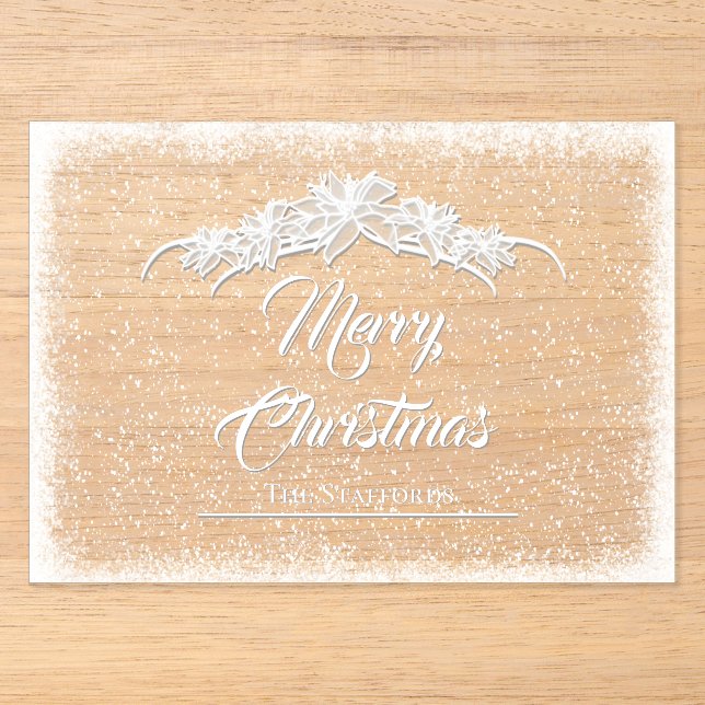 Invitations En Acrylique Carte de vacances en acrylique Sheer Poinsettia (Recto)