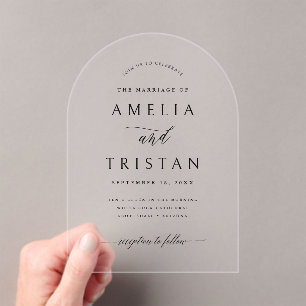 Invitations En Acrylique Carte d'invitation de mariage à calligraphie clair