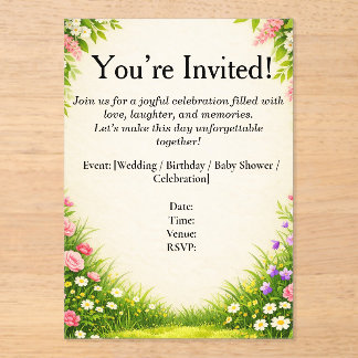 Invitations En Acrylique Carte d'invitation Fleur et Feuille