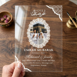 Invitations En Acrylique Carte photo personnalisée en acrylique clair Umrah