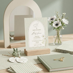Invitations En Acrylique Carton d'invitation à la baby shower avec fleurs e