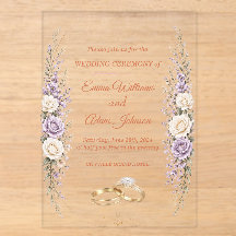 Carton d'invitation de mariage élégant en acryliqu