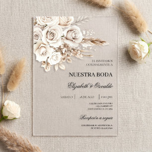 Invitations En Acrylique Carton d'invitation de mariage espagnol fleurs bla