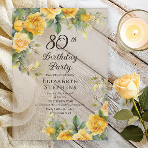 Invitations En Acrylique Carton d'invitation élégant pour 80e anniversaire