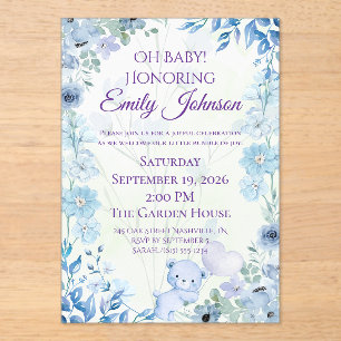 Invitations En Acrylique Carton d'invitation luxe pour Baby Shower Ourson