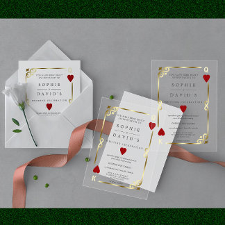 Invitations En Acrylique Casino de luxe Las Vegas Poker Mariage or